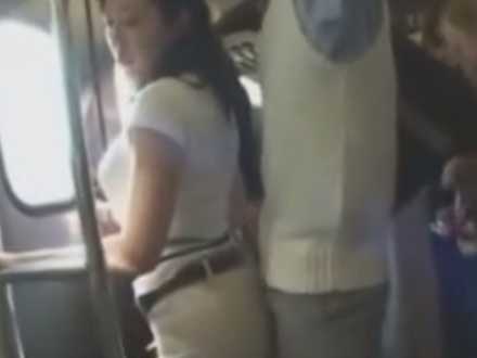 Busty asian groped on a train