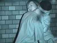 赤外線カップル盗撮！野外でおま〇こをかき回されてうっとりアヘ顔の制服ギャル