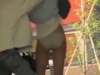 後ろから豪快にナース服めくり！パンスト越しパンツを丸出しで倒れ込む看護婦